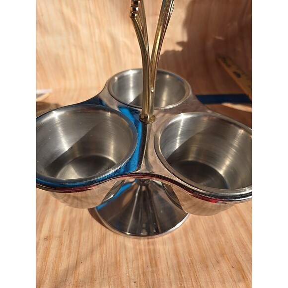 Kromex Lazy Susan Rotating Party Platter METAL Dish Bowl Serving Tray Relish Box - Picture 5 of 10